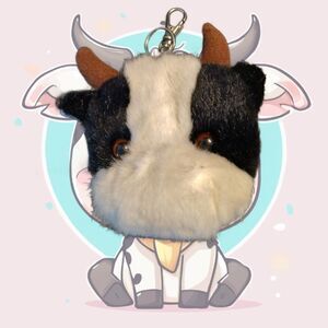 Plush COW Face Coin Purse Key Chain For Collector or Cow Lovers